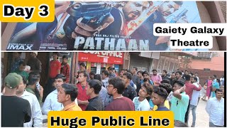 Pathaan Movie Huge Public Line Day 3 At Gaiety Galaxy Theatre In Mumbai