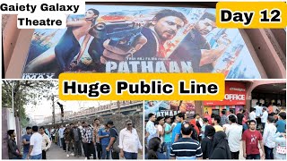 Pathaan Movie Huge Public Line Day 12  Evening Show At Gaiety Galaxy Theatre In Mumbai
