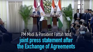 PM Modi & President Fattah hold joint press statement after the Exchange of Agreements