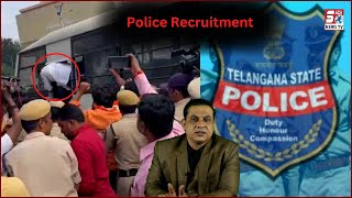 CM Down Down Ke Naray | Police Recruitment Ko Lekar BJYM Ka Protest | Pragathi Bhavan |@SachNews