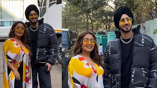 Neha Kakkar and Rohan Preet Singh at Indian Idol set