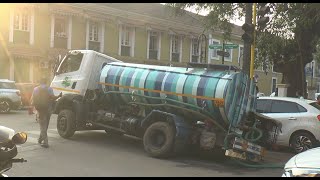 One more victim of smart city! Water tankers falls inside a caved in road at Panjim!