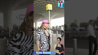 Actress Neha Bhsin Hot Looks at Hyderabad Airport |#nehabasin  #toptelugutv #ytshorts #shorts