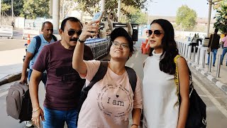 Priyanka Chahar Choudhary Clicks Photos With Her Fans At Airport