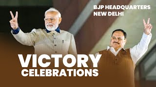 Victory celebrations at BJP headquarters in New Delhi