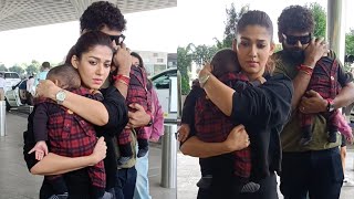 Nayanthara With Twins Baby And Husband Spotted At Mumbai Airport