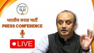 BJP National Spokesperson Dr. Sudhanshu Trivedi addresses a press conference at BJP headquarters
