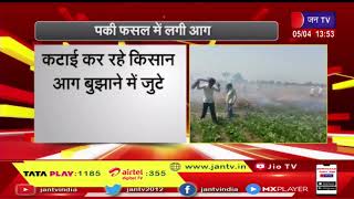 Bulandshahr- किसान की गेंहूं की पकी फसल में लगी आग, गेहूं की खड़ी फसल में आग लगने से हड़कंप | JAN TV