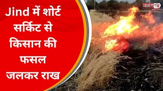 Jind में शोर्ट सर्किट से किसान की फसल जलकर राख, किसानों ने आग पर खुद पाया काबू | JantaTv News