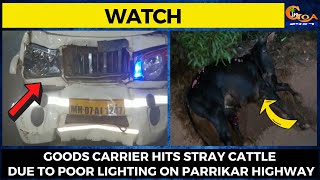 #Watch- Goods carrier hits stray cattle due to poor lighting on Parrikar Highway