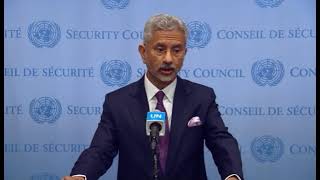 Media Stakeout by EAM at UN HQ in New York (December 15, 2022)