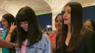 Aishwarya Rai Bachchan with Daughter Aaradhya Bachchan Spotted At Mumbai Airport
