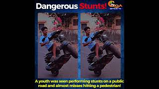 #Watch- A youth was seen performing stunts on a public road and almost misses hitting a pedestrian!