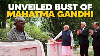 Prime Minister Narendra Modi unveils Bust of Mahatma Gandhi
