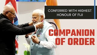 PM Narendra Modi conferred with highest honour of Fiji, "Companion of Order" by the Fiji PM Rabuka