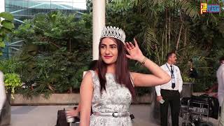 Actress Ruchi Gujjar spotted at Mumbai Airport after winning Mr. & Miss Haryana beauty pageant