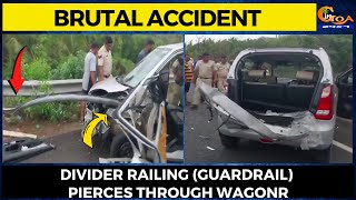 Brutal accident at Canacona. Divider railing (Guardrail) pierces through WagonR
