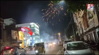 Hyderabad asif nagar main road par hospital or petrol pump ke samne barat ki bhayanak aatishbaazi