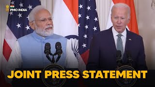 PM Narendra Modi & President Joe Biden hold Joint statement