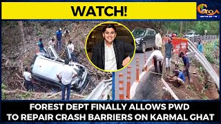 Forest dept finally allows PWD to repair crash barriers on Karmal Ghat.