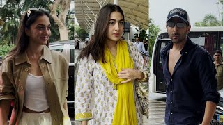 Kiara Advani, Sara Ali Khan & Kartik Aaryan Spotted At Mumbai Airport
