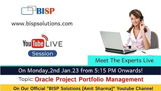 Live Webinar of Oracle Project Portfolio Management-2nd Jan-2023|  @bispsolutions    ✅✅