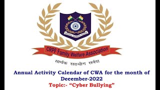 Annual Activity calendar  of CWA  for the month of Dec 2022