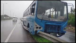 #Accident- Kadamba driver lost control of the bus and rams into railing near Goa Medical College.