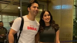 Janhvi Kapoor and Varun Dhawan For Bawaal Trailer Launch Event - Spotted At Mumbai Airport