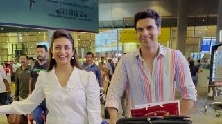 Divyanka Tripathi Dahiya and Vivek Dahiya Back In Mumbai After Vacation - Spotted At Mumbai Airport