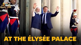 Prime Minister Narendra Modi arrives at the Élysée Palace