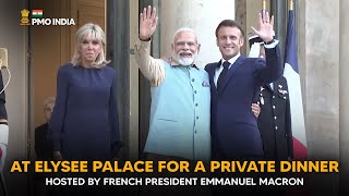 PM Narendra Modi at Elysee Palace for a private dinner hosted by French President Emmanuel Macron