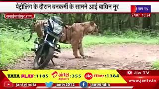 Ranthambore News | पेट्रोलिंग के दौरान वनकर्मी के सामने आई बाघिन नूर, बाईक छोड़ खुद को किया सुरक्षित