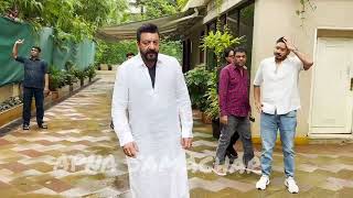 Sanjay Dutt greets his fans on his birthday at his Residence