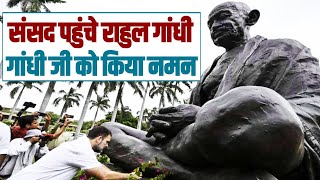 संसद पहुंचते ही Rahul Gandhi ने गांधी जी को नमन किया। Rahul Gandhi pays tributes to Mahatma Gandhi