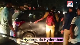 Nashe Ki Halat Mein Divider Par Car Chadahi | Hyderguda Road Hyderabad | SACH NEWS |