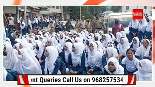 Banihal : Students of  Government  Girls high secondary school banihal   protest against  tra