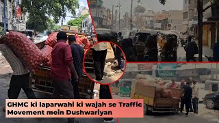 GHMC ki laparwahi Pyas ka loaded auto ka tyre phas gaya || Traffic Movement mein (problem) Nampally