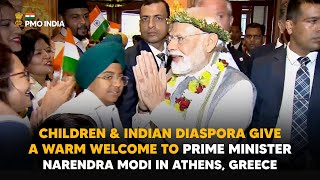 Children & Indian diaspora give a warm welcome to Prime Minister Narendra Modi in Athens, Greece