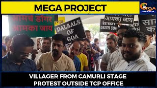 Villager from Camurli stage protest outside TCP office. Locals oppose mega project in their village