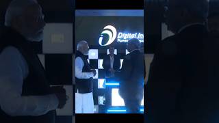 Prime Minister Narendra Modi at the Digital India pavillion in Bharat Mandapam
