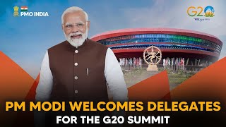 Prime Minister Narendra Modi at the Bharat Mandapam to welcome Delegates for G20 Summit