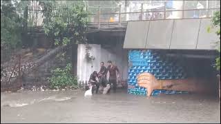 तेज बारिश में तीन पुलिया में मोटरसाइकिल पर सवार युवक गिरे आसपास के युवकों ने बचाया @teznewstv