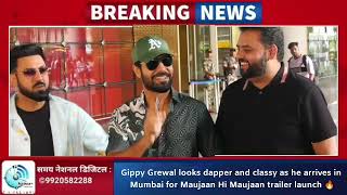 Gippy Grewal looks dapper and classy as he arrives in Mumbai for Maujaan Hi Maujaan trailer launch ????