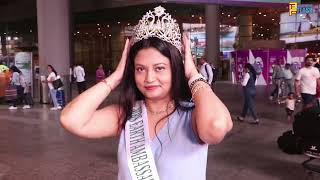 Mrs. Earth Ambassador of Style 2023 Title winner "Tina Das" spotted at Mumbai Airport