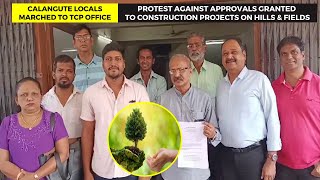 Calangute locals marched to TCP office- Protest against approvals granted to construction projects