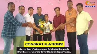 #Congratulations! Sanvordem p'yat members felicitates Sumangla Bhavikatti for winning Silver Medal