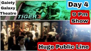 Tiger 3 Movie Huge Public Line Day 4 at 9 Pm Show At Gaiety Galaxy Theatre In Mumbai