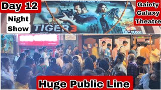 Tiger 3 Movie Huge Public Line Day 12 Night Show At Gaiety Galaxy Theatre In Mumbai