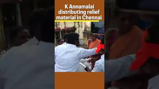 TN BJP chief K Annamalai distributing relief material in Chennai #shorts